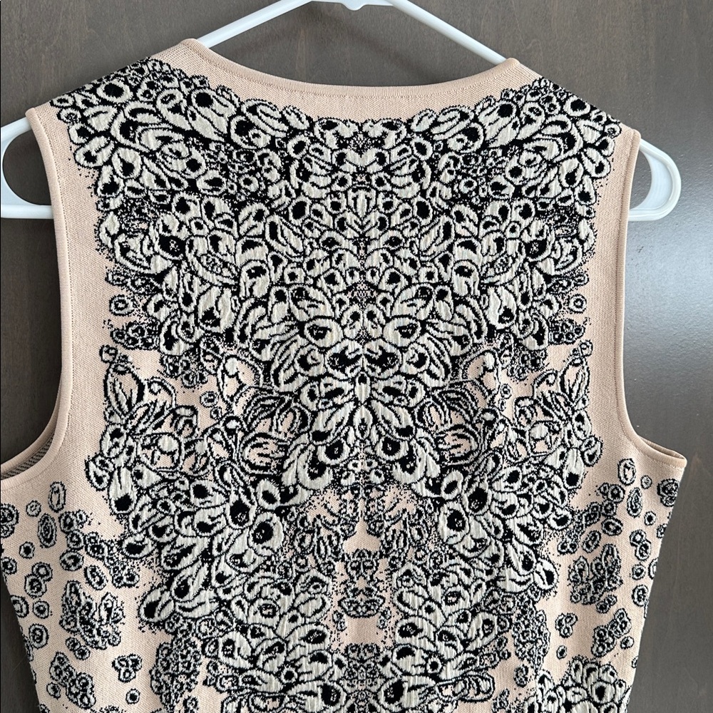 Alexander McQueen Sleeveless Blush Black Motif Jacquard Knit Dress Size L - Picture 6 of 16